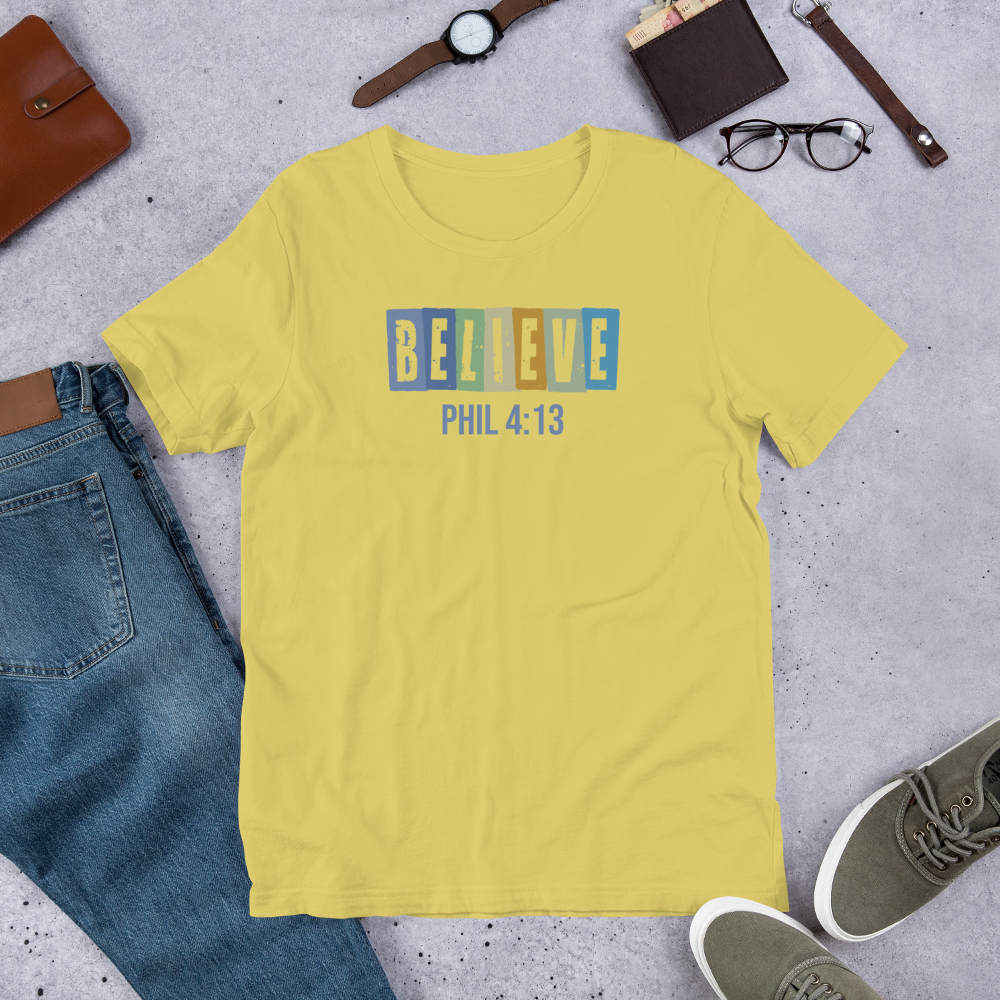 BELIEVE PHIL 4:13 Unisex T-Shirt (White)