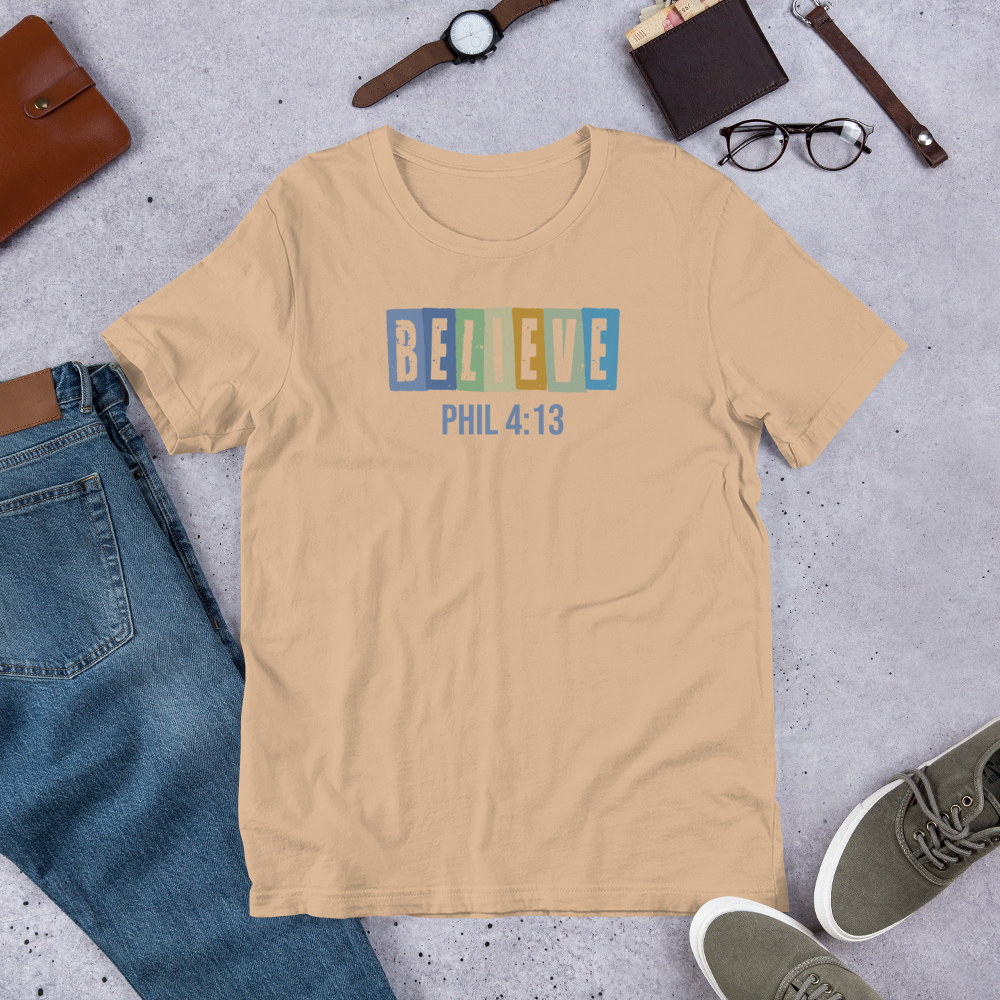 BELIEVE PHIL 4:13 Unisex T-Shirt (White)